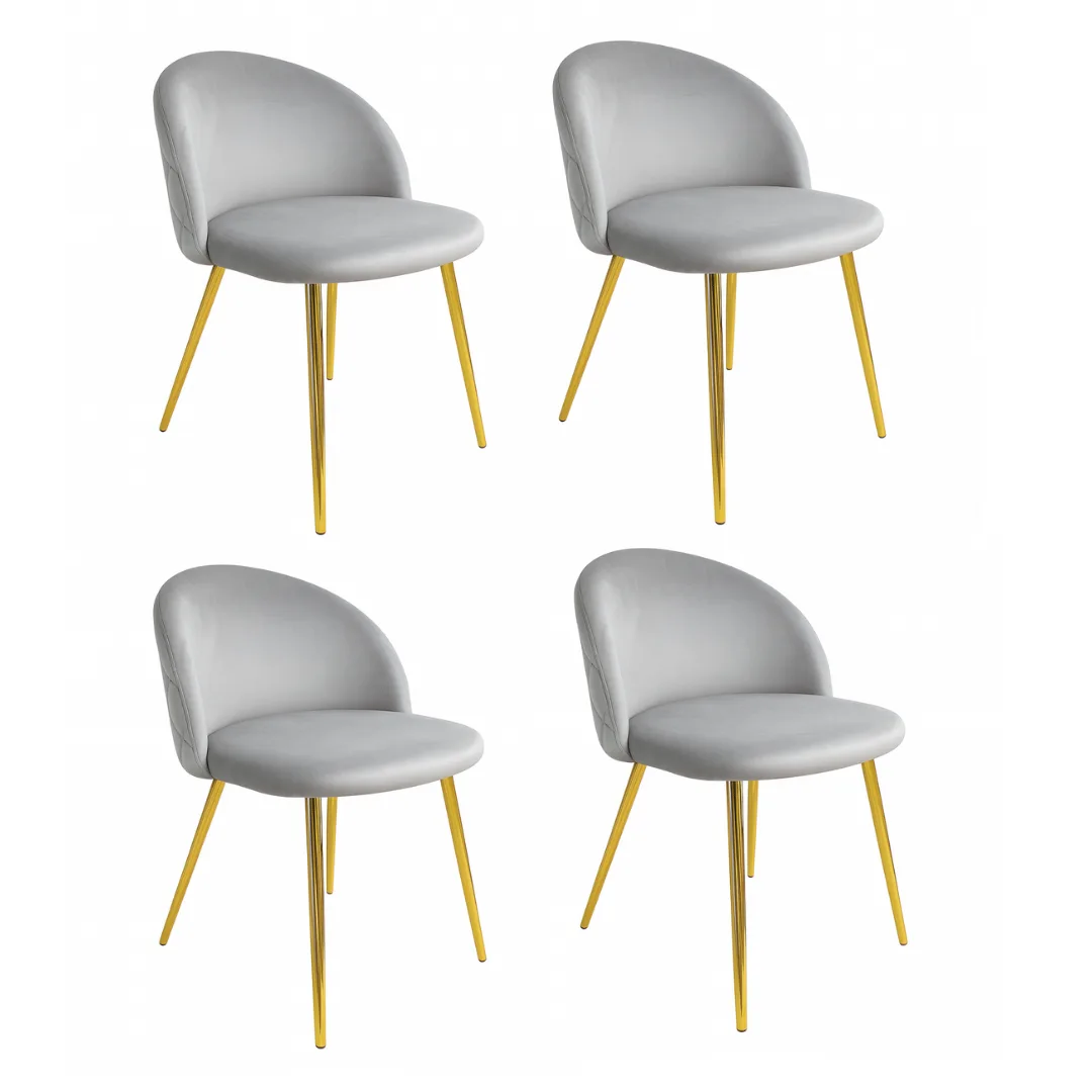 Set de 4 Sillas Tokio Felpa Gold