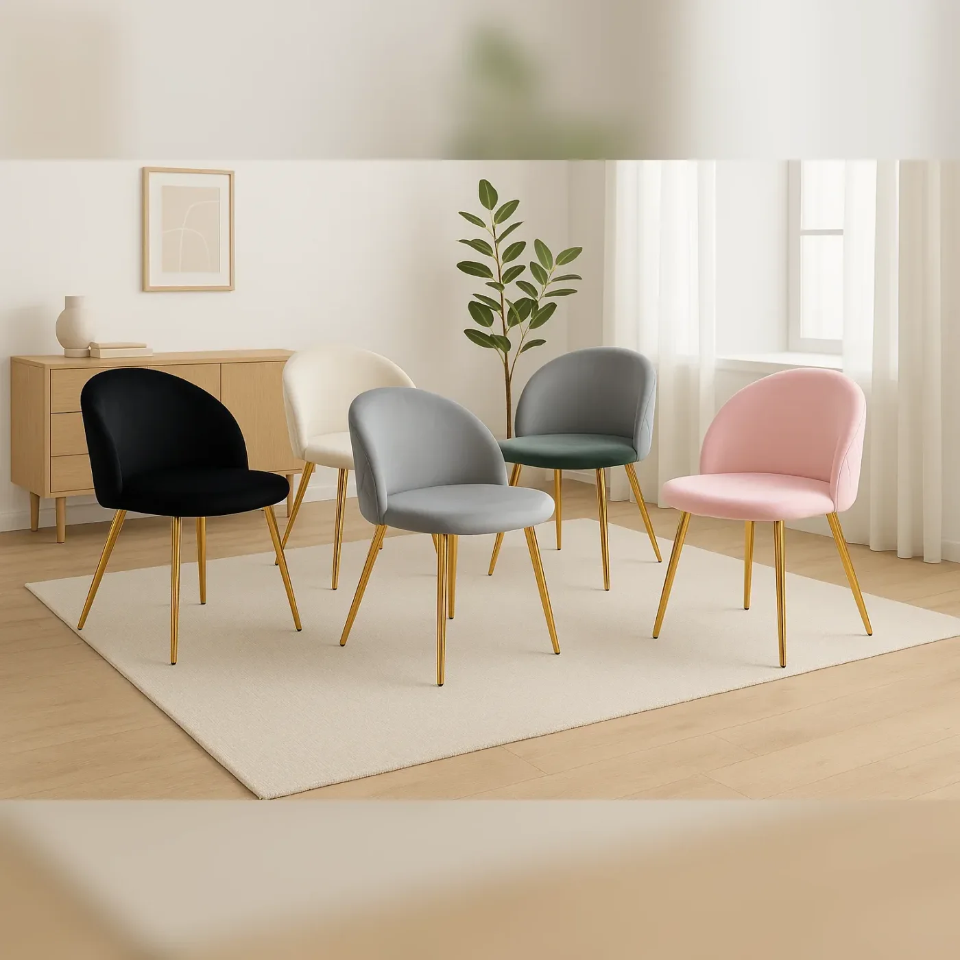 Set de 4 Sillas Tokio Felpa Gold