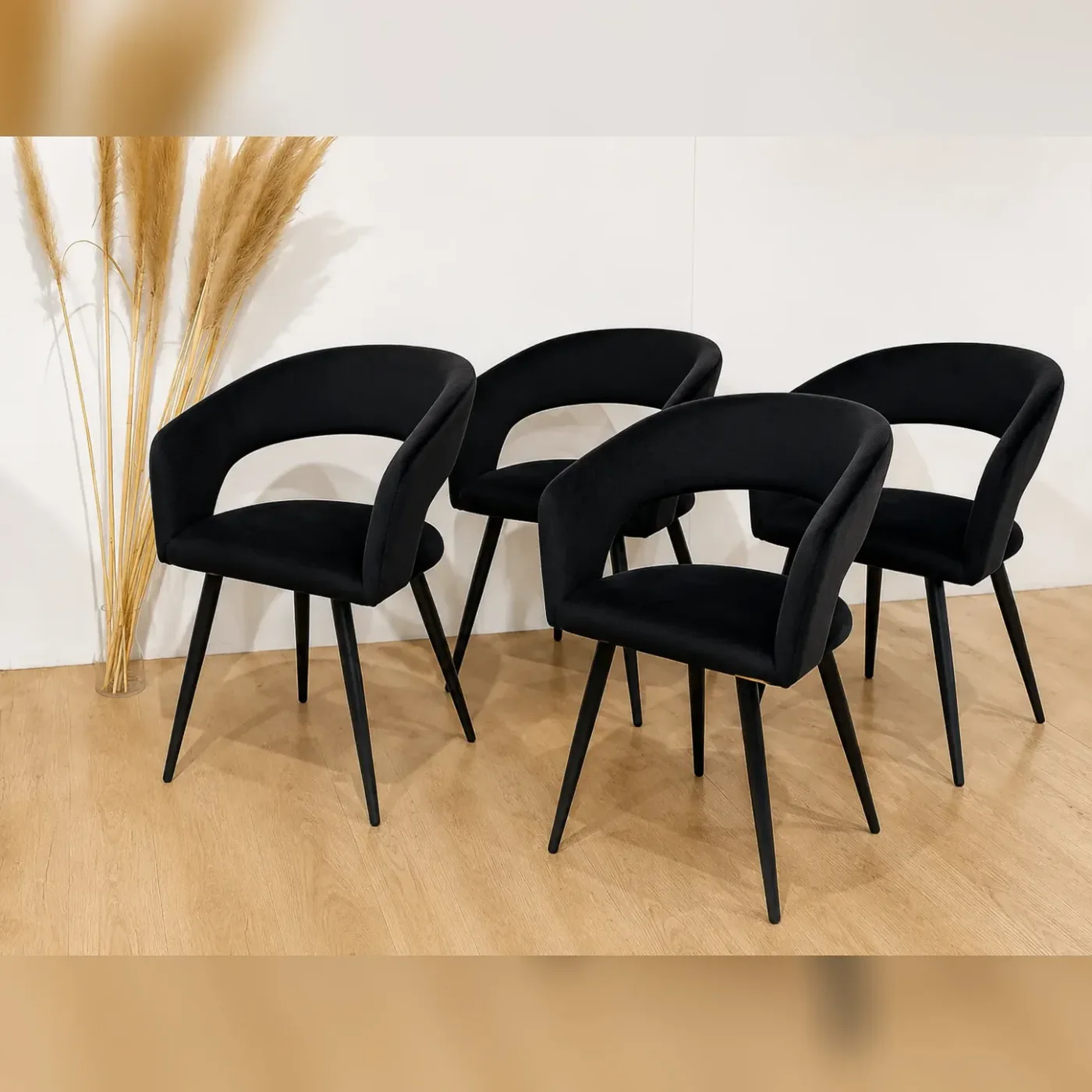 Set de 4 Sitiales Diana Felpa Black