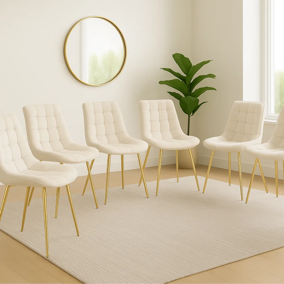 Set de 6 Silla Botón Gold para Comedor