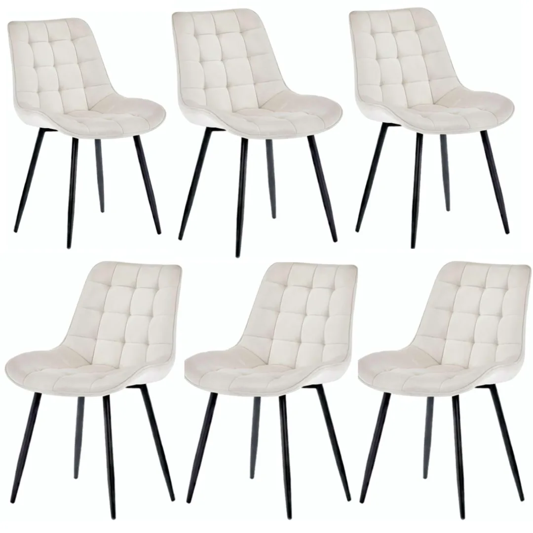 Set de 6 Sillas Silla Botón Black para Comedores