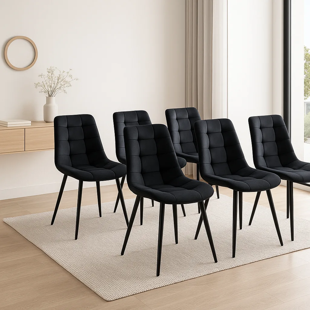 Set de 6 Sillas Silla Botón Black para Comedores