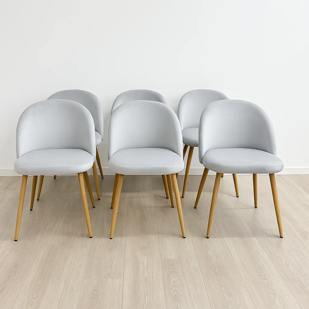 Set de 6 Sillas Tokio Felpa Wood