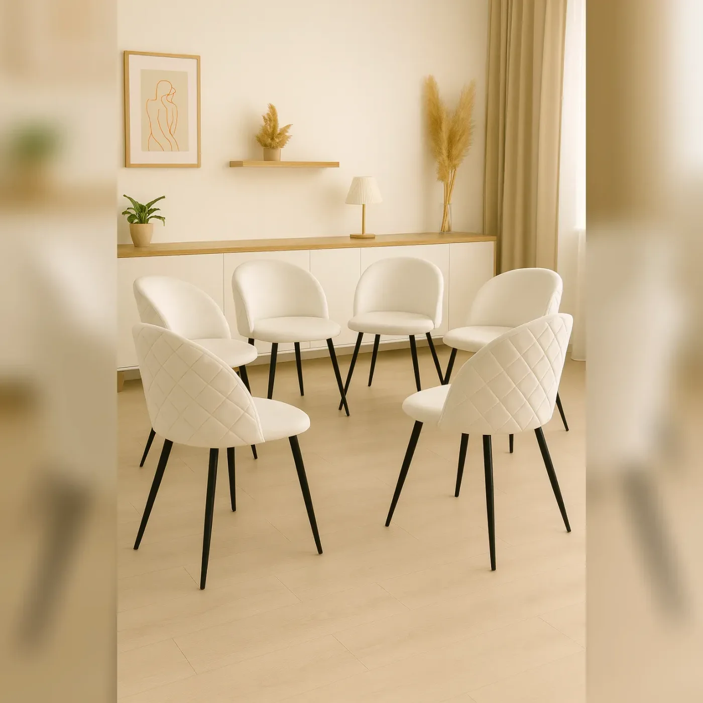 Set de 6 Sillas Tokio Felpa Black