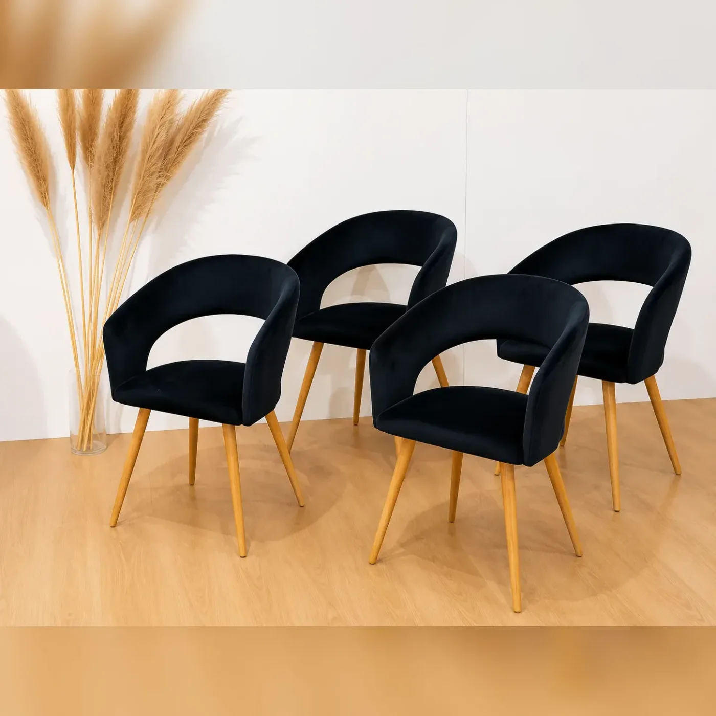 Set de 4 Sitiales Diana Felpa Wood
