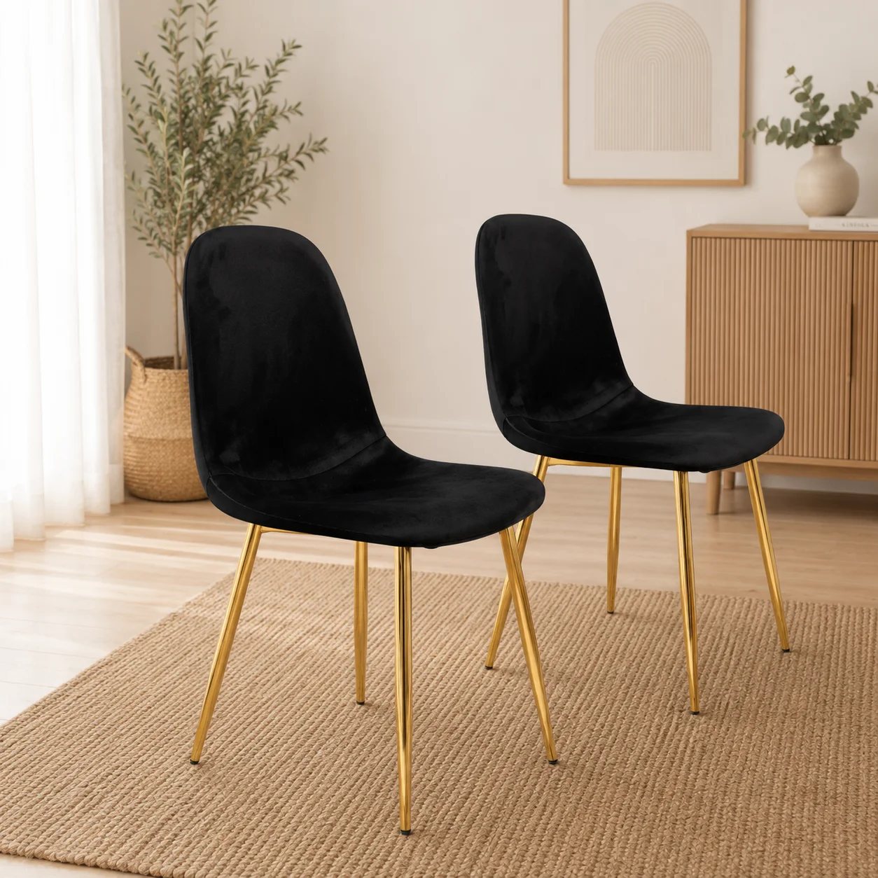 Set de 2 Sillas Milano Felpa Gold