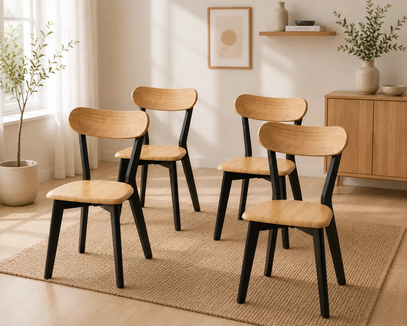 Set de 4 Silla Fresno de Madera