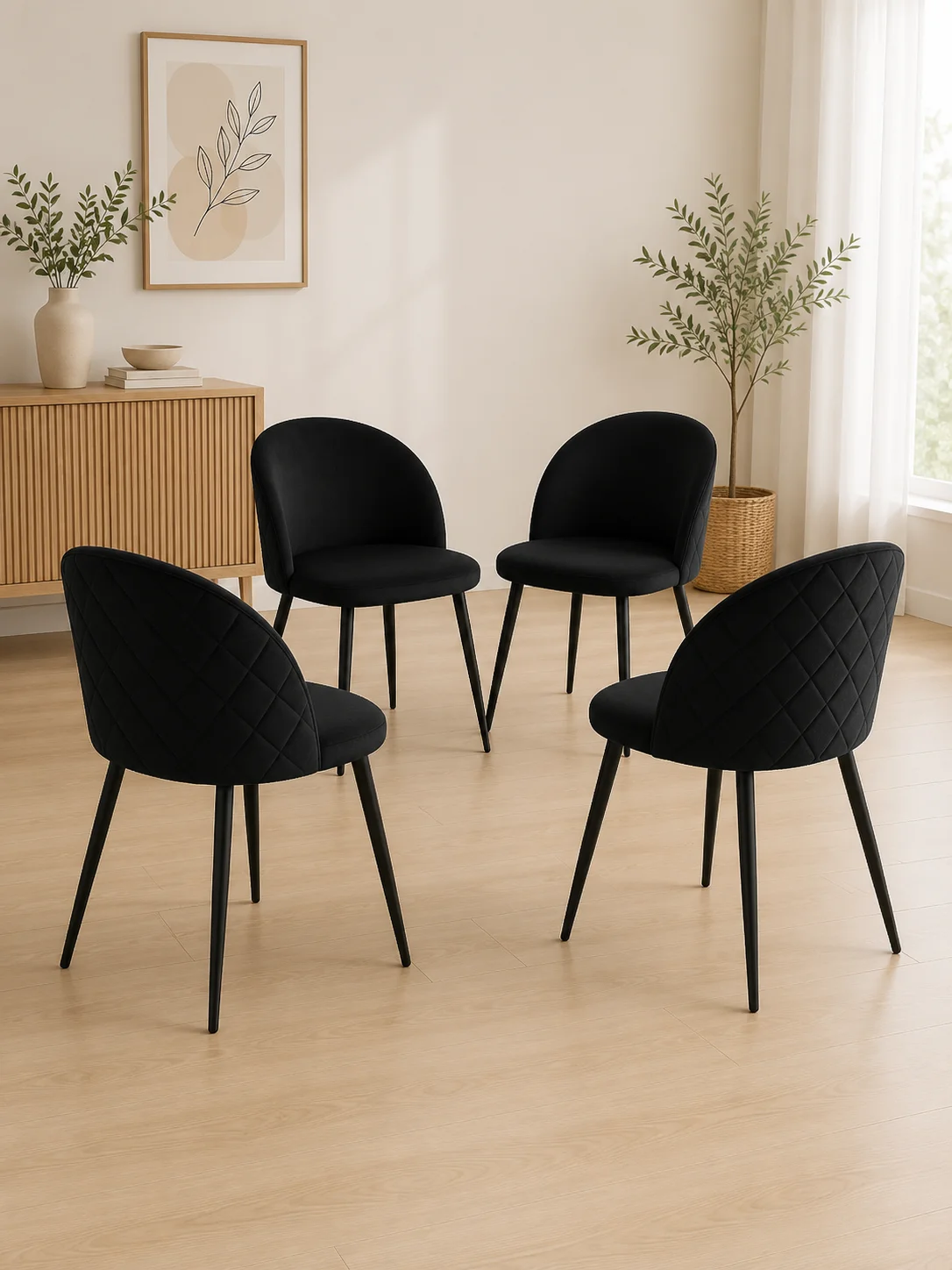 Set de 4 Silla Tokio Felpa Black