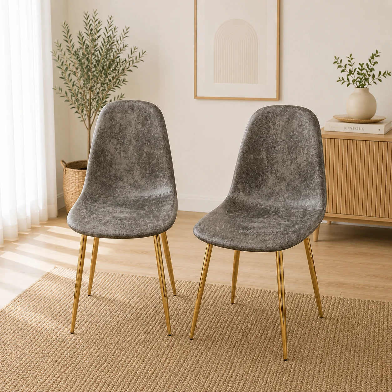 Set de 4 Sillas Milano PU Gold