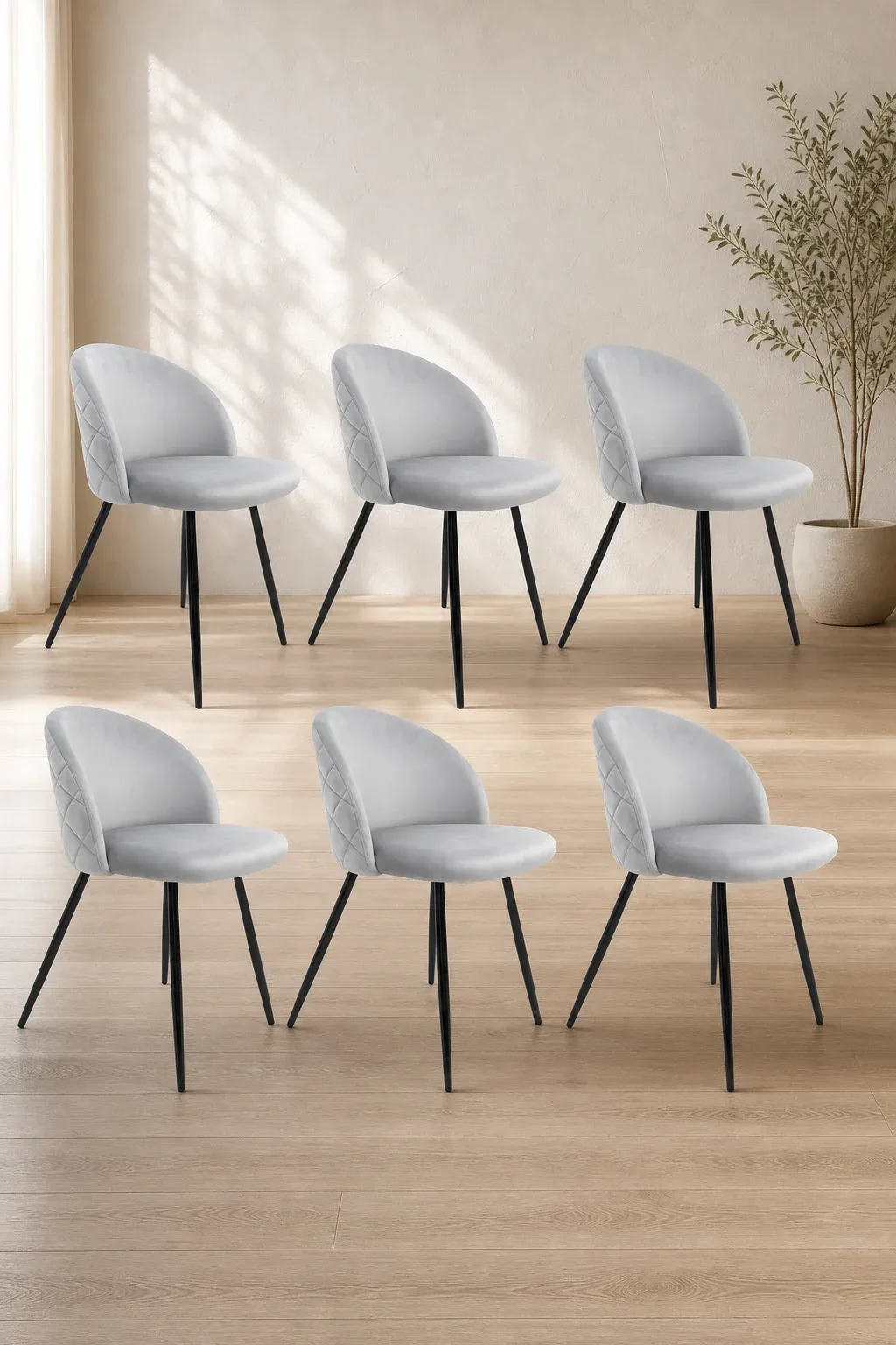 Set de 6 Sillas Tokio Felpa Black