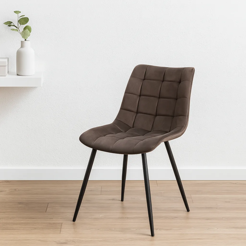 Silla Botón Felpa Black