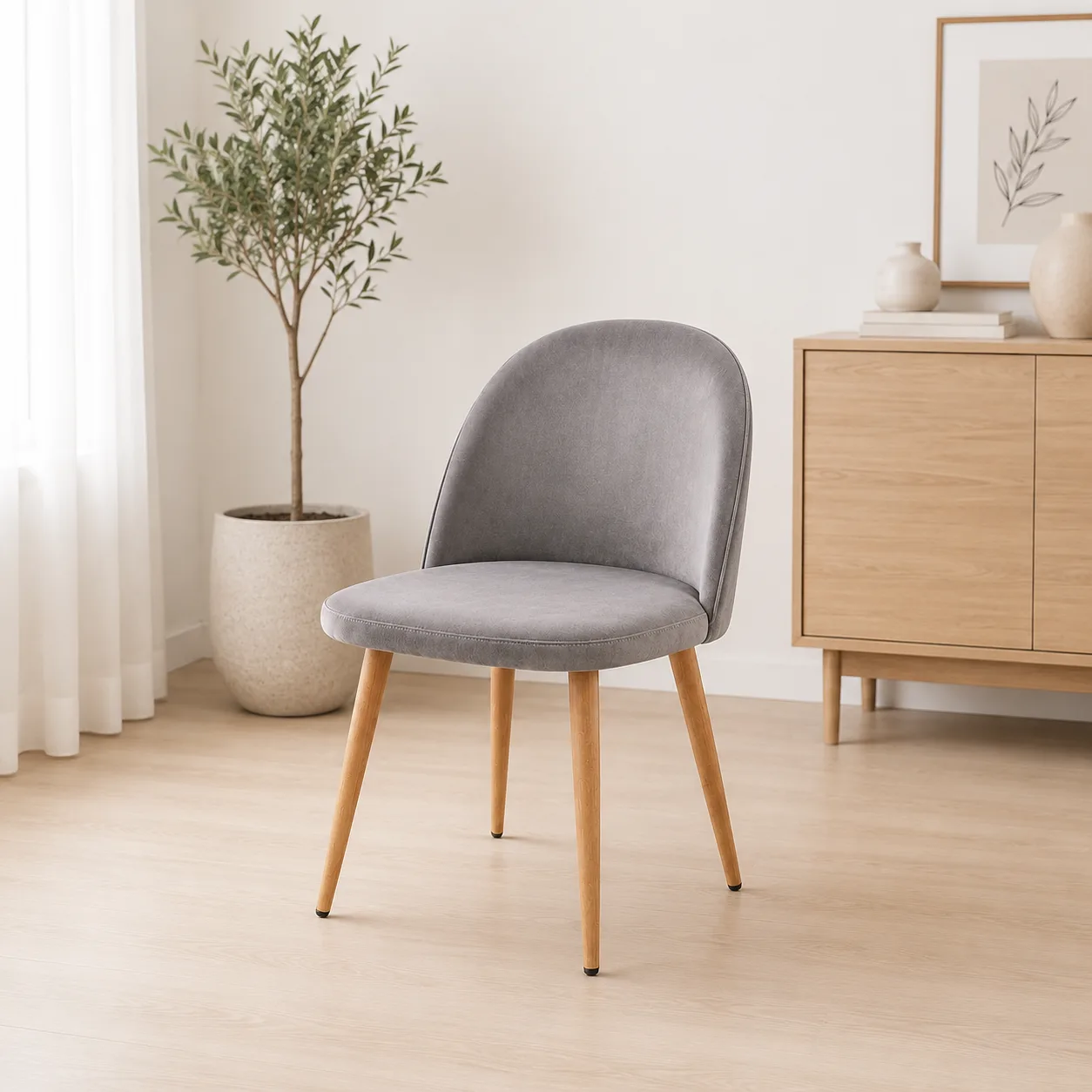 Silla Tokio Felpa Lisa Wood