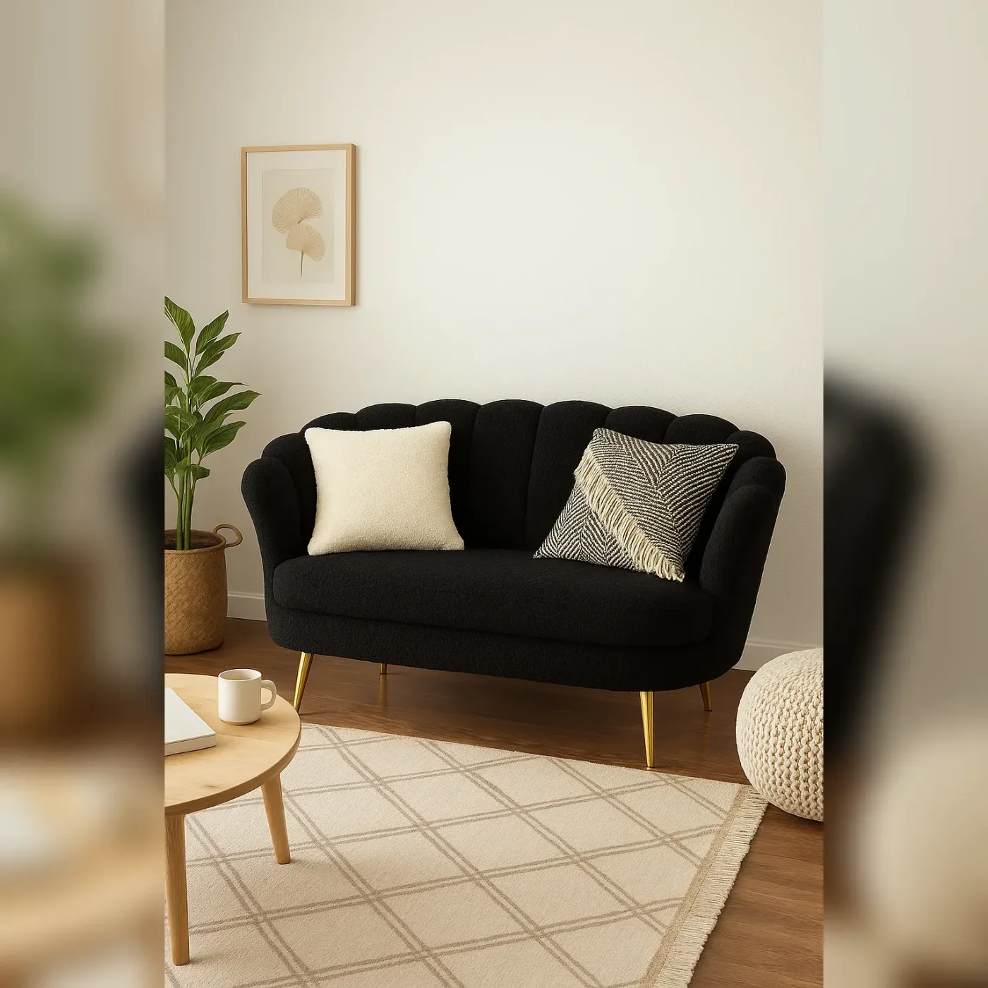 Sofa Corona 2 Cuerpos Negro