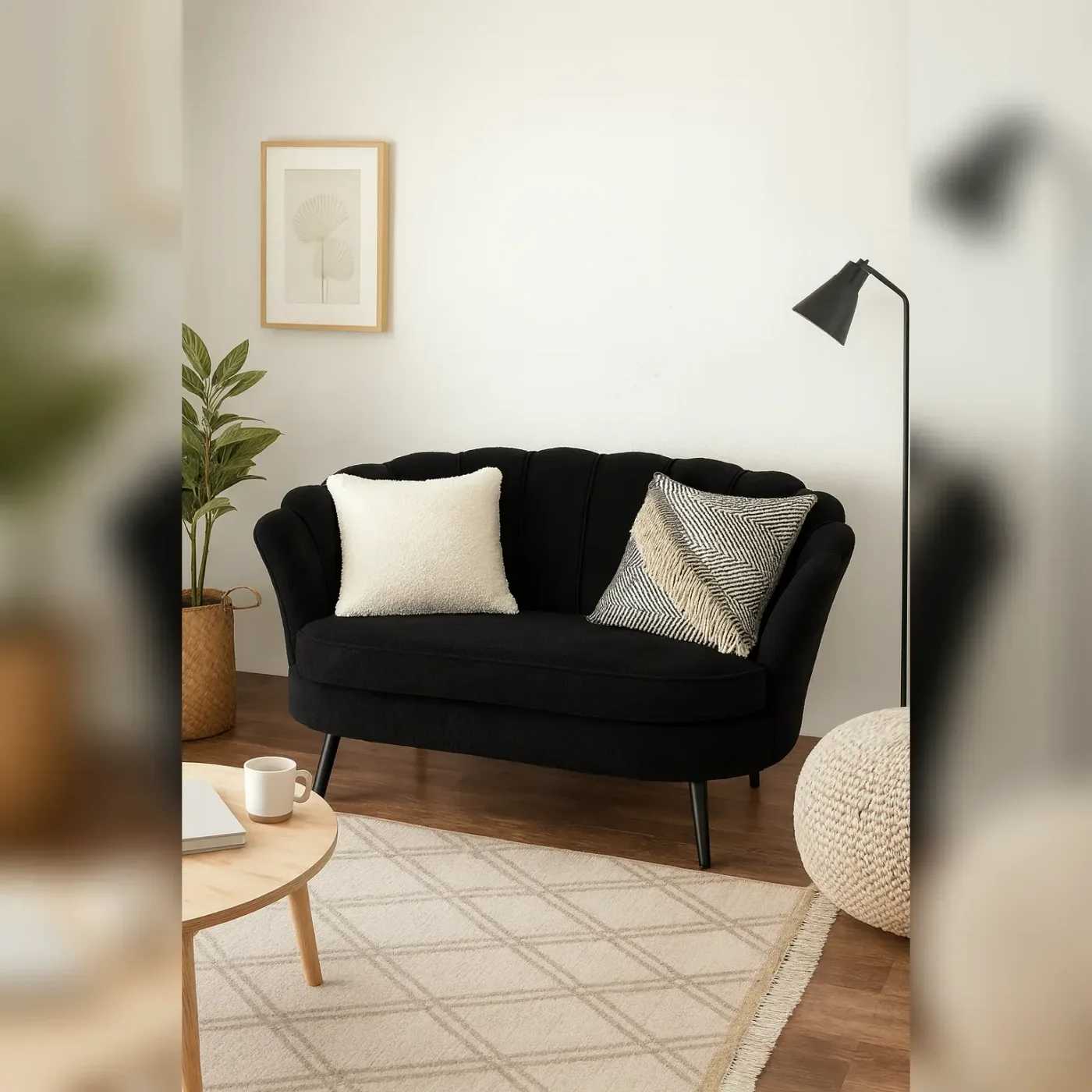 Sofa Corona 2 Cuerpos Negro