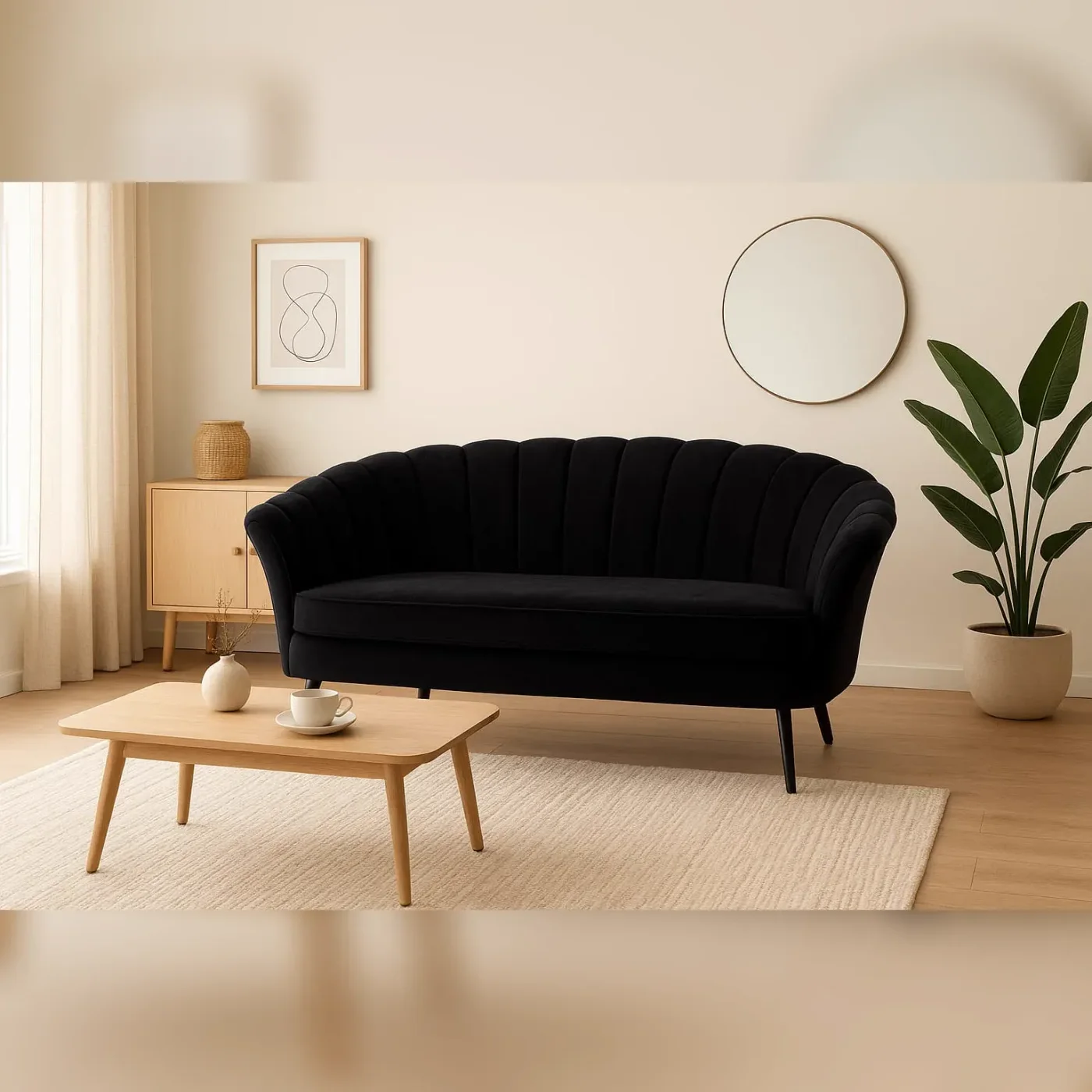 Sofa Corona 3 puestos Negro