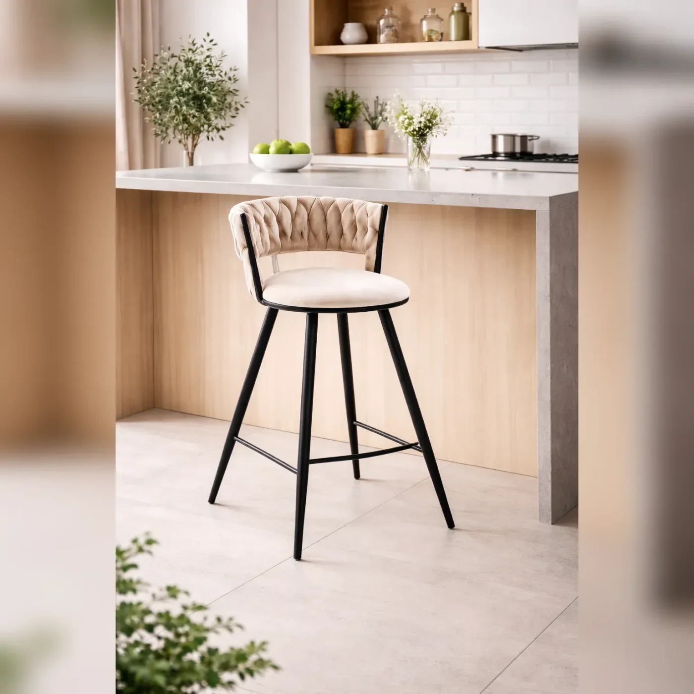 Taburete Mónaco Black Fijo (66cm Altura al Piso)