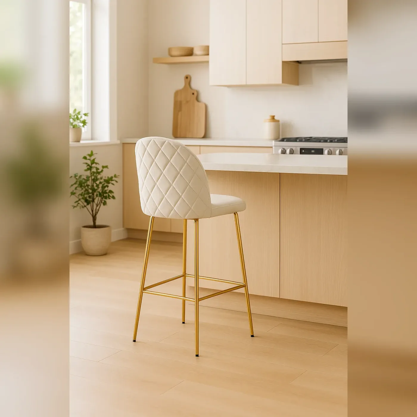 Taburete Tokio Felpa Gold (Altura Asiento 66cm)