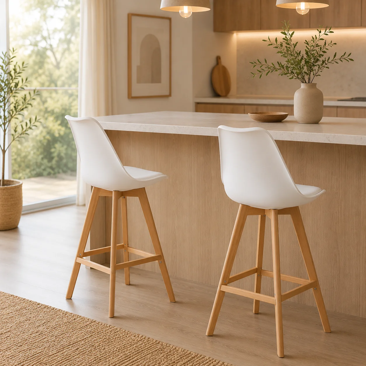 Taburete Tulip New Set 2 Terraza o Comedor (66cm Altura Asiento)